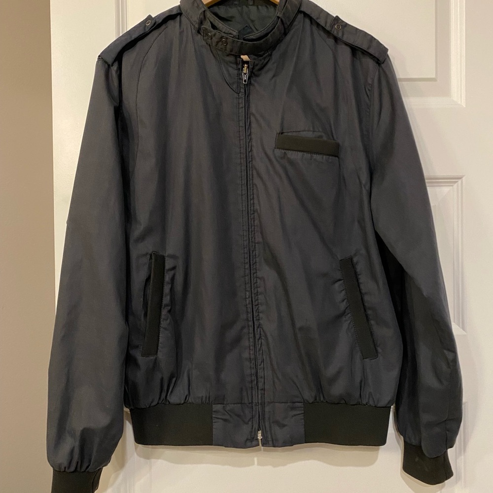 STREET MOVES-Cafe Racer Windbreaker Jacket -Black⚡️ Full Zip- 3 pockets-Medium⚡️